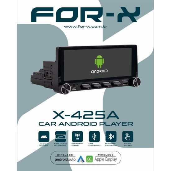 FOR-X X-425A TEK DİN ANDROİD MULTİMEDYA HER ARAÇ UYUMLU 2/32 CARPLAY