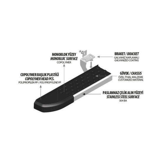 OMSA Ford Kuga 2 Nevada Yan Basamak Alüminyum 2013-2019 Arası