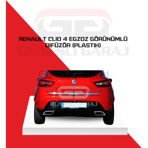 Renault Clio 4 Egzoz Görünümlü Difüzör (Plastik) Piano Black - Boyalı