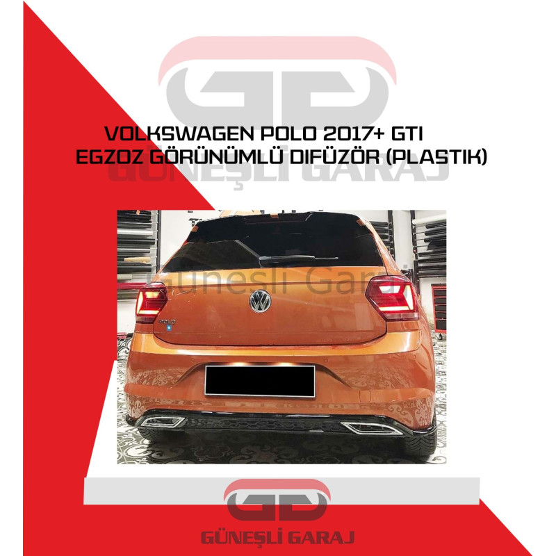 Volkswagen Polo 2017+ GTI Egzoz Görünümlü Difüzör (Plastik) Piano Black - Boyalı