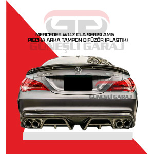 Mercedes W117 CLA Serisi AMG Piecha Arka Tampon Difüzör (Plastik) Boyalı