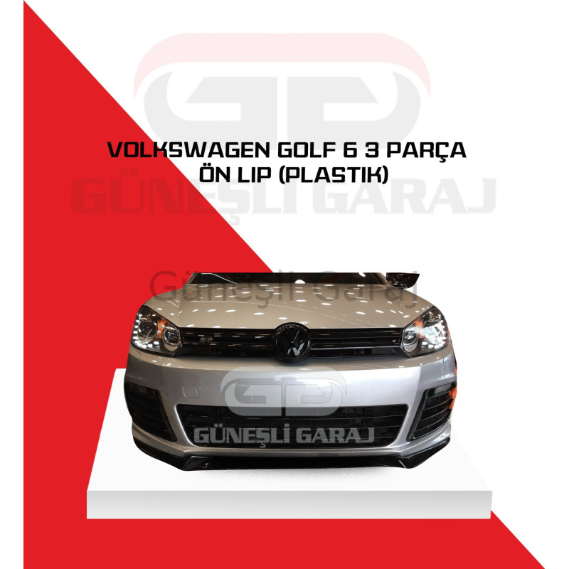 Volkswagen Golf 6 3 Parça Ön Lip (Plastik) Piano Black - Boyalı
