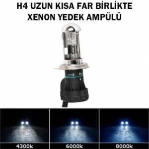 H4 6000K Xenon Far Ampulü Uzun Kısa Yedek
