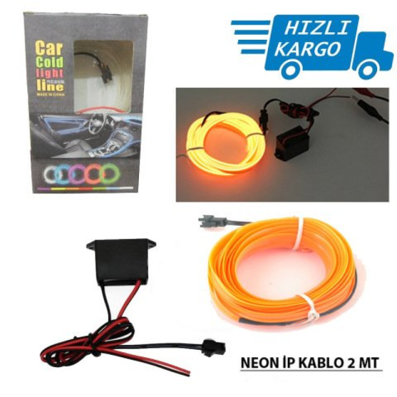Araba Araç İçi Torpido Ledi İp Neon İp Led El Wire 2 Metre Yeşil
