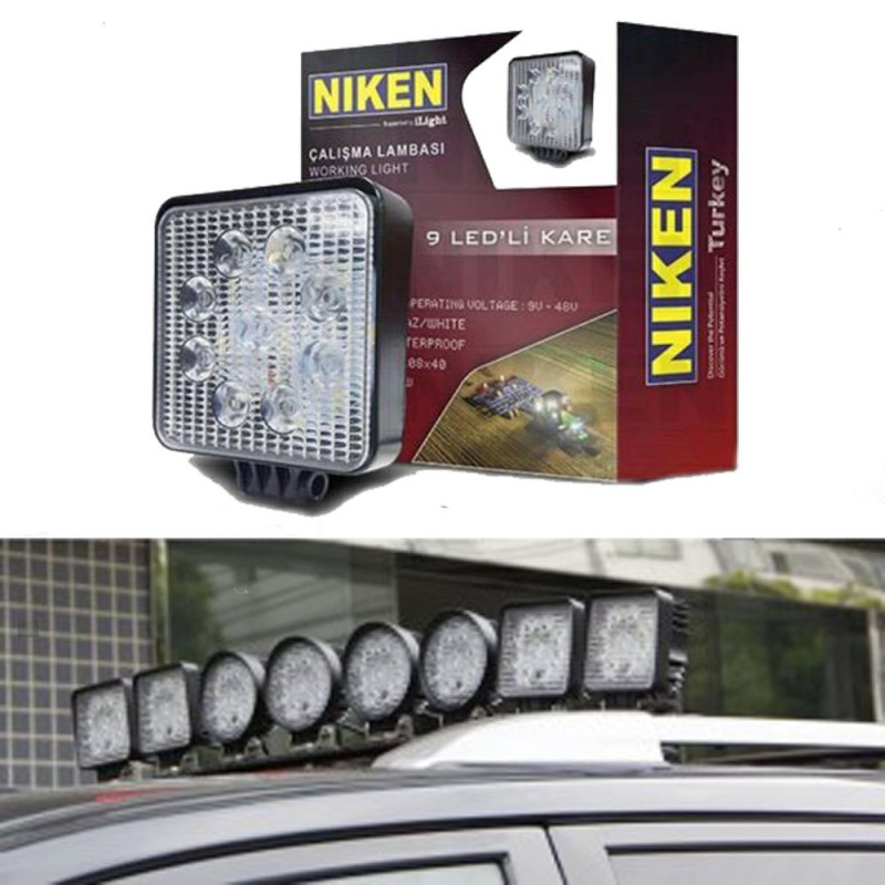 Niken Kare Led Çalışma Lambası 9 Ledli Off Road Sis Lambası