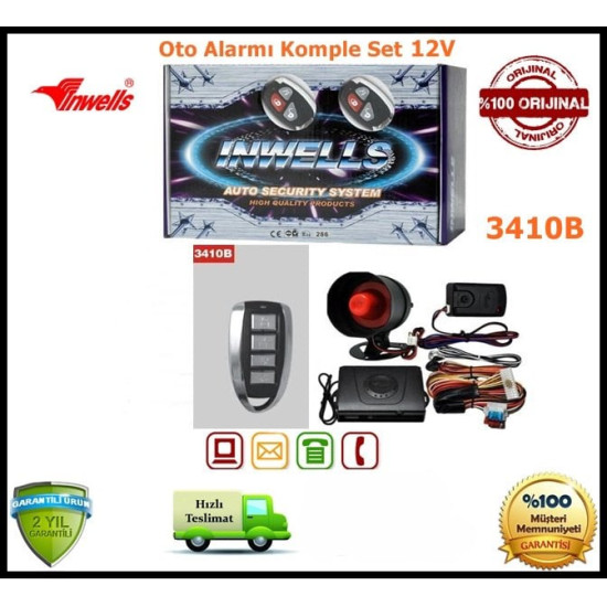 Oto Alarmı İnwells 12V Garantili 3410B