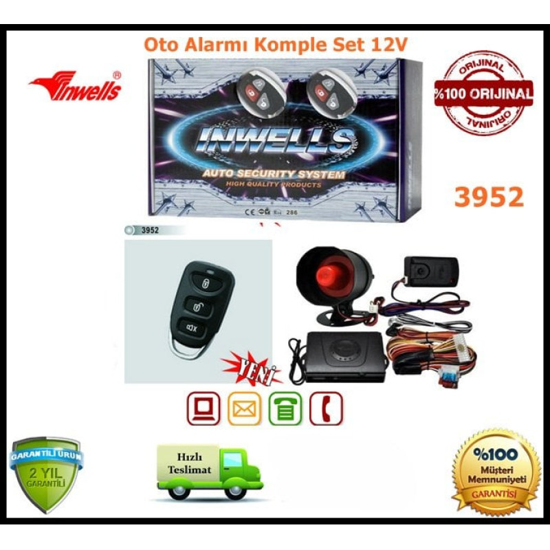 Oto Alarmı İnwells 12V Garantili 3952