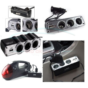 Araç İçi Çakmak Çoklayıcı Çoğaltıcı 3 Lü USB li 12 Volt Kablolu