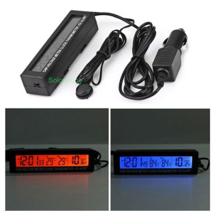Araç İçi Elektronik Saat Termometre Sıcaklık Voltaj Ölçer