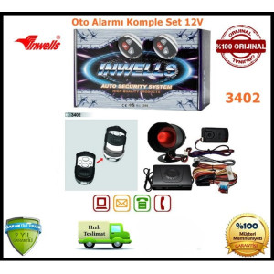 Oto Alarmı Sistemi Uzaktan Kumandalı İnwells 12V 3402