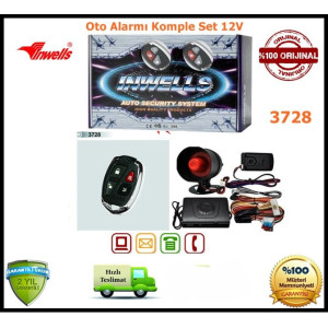 Oto Alarmı Sistemi Uzaktan Kumandalı İnwells 12V 3728