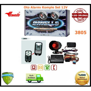 Oto Alarmı Sistemi Uzaktan Kumandalı İnwells 12V 3805
