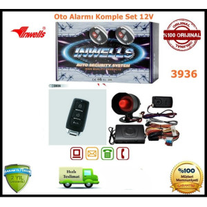 Oto Alarmı Sistemi Uzaktan Kumandalı İnwells 12V 3936