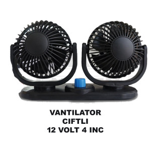 Araç İçi Fan Oto Vantilatör 12 Volt Çift Başlı 4inç