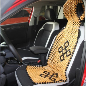 Araç Koltuk Minderi Ahşap Boncuklu Başlıklı Kahve-Siyah