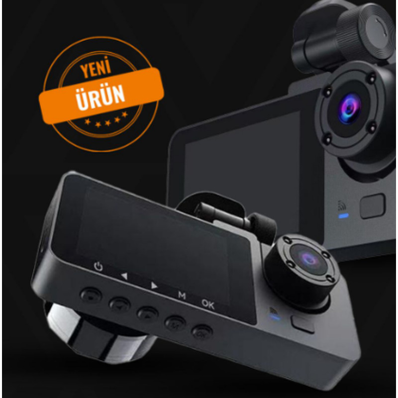 VRPRO A KALİTE KAYIT KAMERASI 3 KAMERALI WİFİ'Lİ 2" HD VRPRO