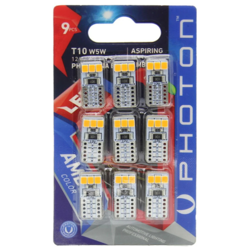 PHOTON T10 W5W 12V 10SMD LED AMBER (9'LU BLISTER)
