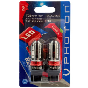 PHOTON T20 W21/5W KIRMIZI EXCLUSIVE 12V-24V LED (2'Lİ BLISTER)