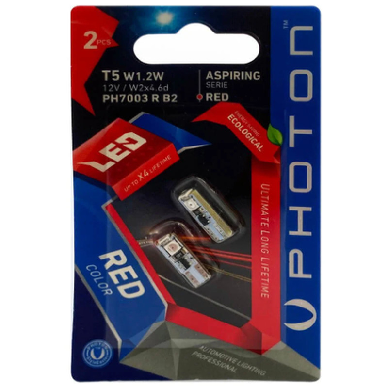 PHOTON T5 12V W1.2W KIRMIZI 3 SMD LED (2'Lİ BLISTER)