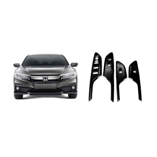 3372-CİVİC CAM DÜĞME KAPAK PARLAK SİYAH