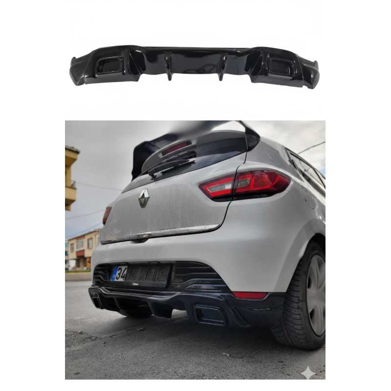 Renault Clio 4 RS Egzoz Görünümlü Difüzör (Plastik)