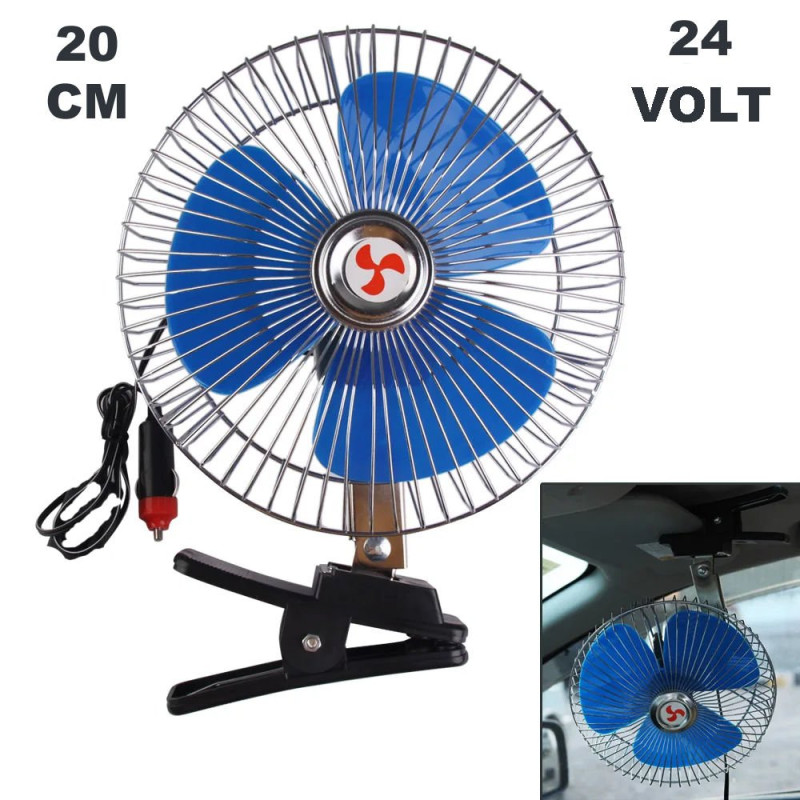 Araç İçi Fan Oto Vantilatör 24 Volt Mandallı 8 inç