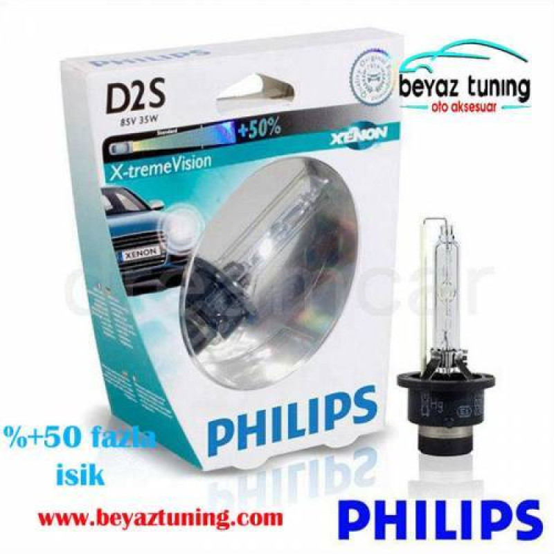 D2S Xenon Ampulü +50 Fazla Işık 4600 Kelvin Philips Orjinal 35W 85V
