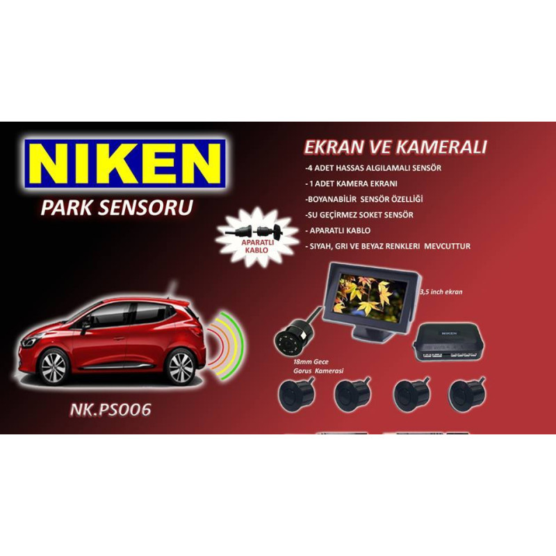 Ekranlı Kameralı Ses İkazlı Park Sensörü Gece Görüşlü
