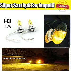 H3 JDM Süper Sarı Işık Far Ampul 12V 100W-55W