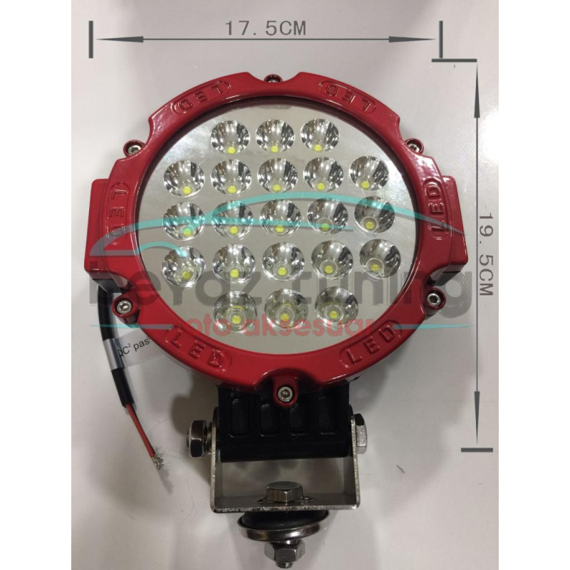 Off Road Sis Lambası 21 Ledli 51 Watt Kırmızı 4x4 Yayıcı Sis Farı