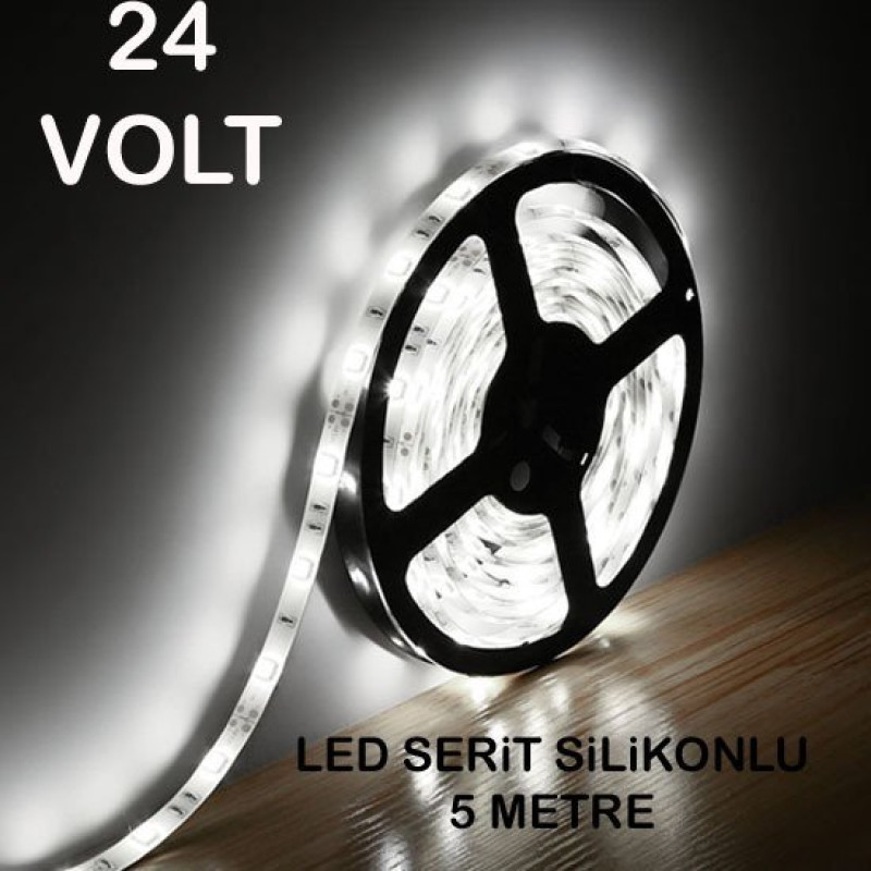 Led Şerit Silikonlu Dış Mekan 5mt 24V Beyaz