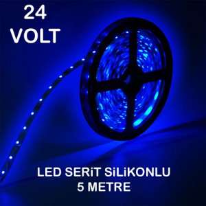 Led Şerit Silikonlu Dış Mekan 5mt 24V Mavi