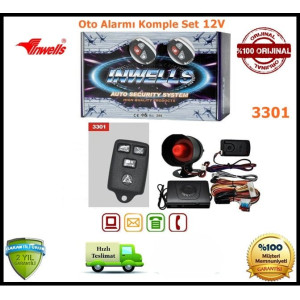 Oto Alarmı Sistemi Uzaktan Kumandalı İnwells 12V 3301