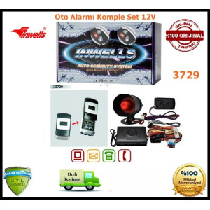 Oto Alarmı Sistemi Uzaktan Kumandalı İnwells 12V 3729