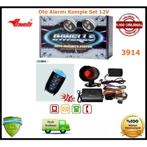 Oto Alarmı Sistemi Uzaktan Kumandalı İnwells 12V 3914