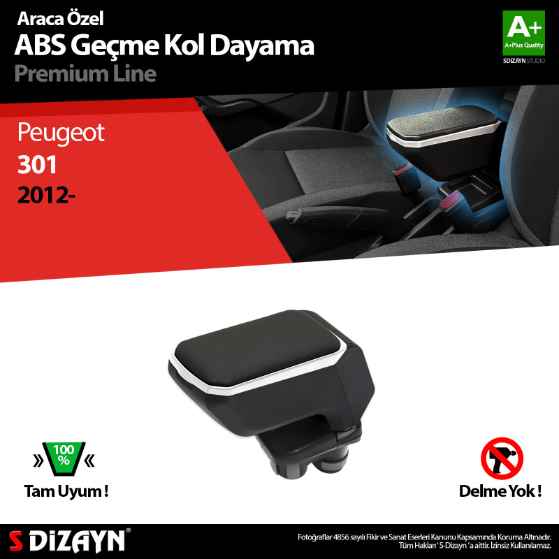 S-Dizayn Peugeot 301 Kol Dayama Kolçak Geçmeli ABS Gri 2012-2017 A+Kalite