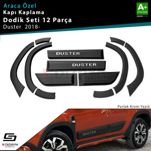 S-Dizayn Dacia Duster 2 Kapı Koruma ve Çamurluk Kaplaması Dodik Seti Parlak Krom Yazılı 12 Prç 2018-2023 A+ Kalite