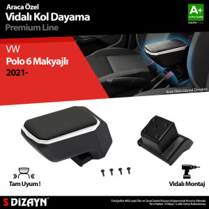 S-Dizayn VW Polo 6 Makyajlı Kol Dayama Kolçak ABS Vidalı Gri 2021 Üzeri A+ Kalite