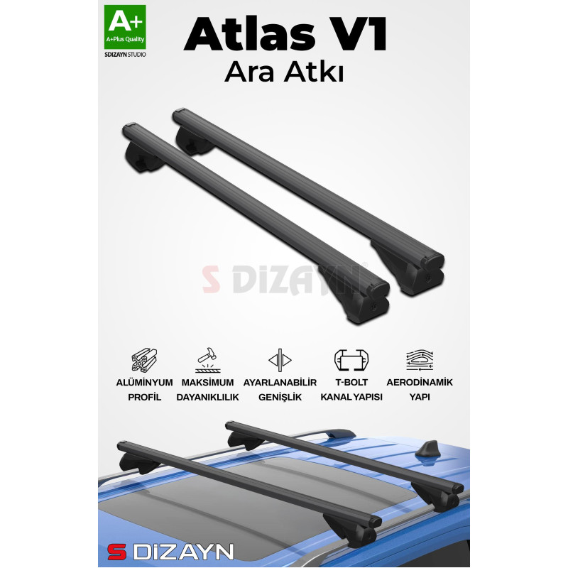 S-Dizayn Alfa Romeo 156 Crosswagon S-Bar Atlas V1 Ara Atkı Tavan Taşıyıcı Barı Siyah 120 Cm 1997-2007 A+ Kalite