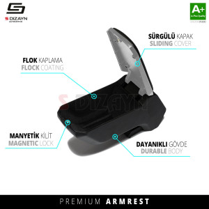 S-Dizayn Citroen C3 Kol Dayama Kolçak ABS Vidalı Gri 2017 Üzeri A+Kalite