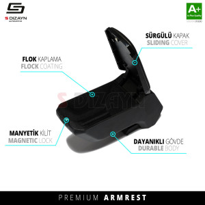 S-Dizayn Citroen C3 Kol Dayama Kolçak ABS Vidalı Siyah 2017 Üzeri A+Kalite