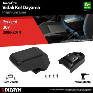S-Dizayn Peugeot 207 ABS Vidalı Kol Dayama Kolçak Siyah 2006-2014 A+Kalite
