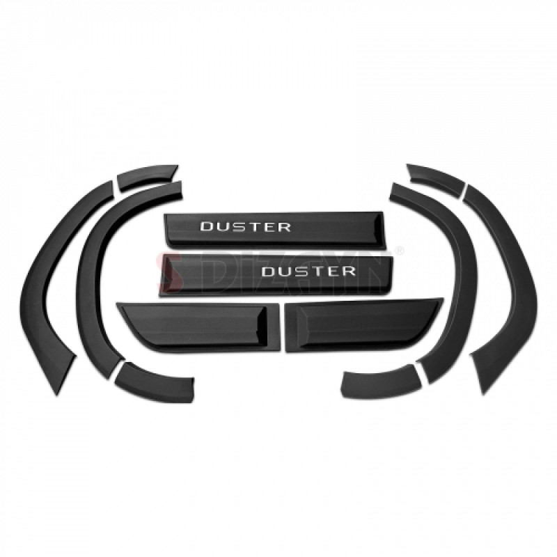 S-Dizayn Dacia Duster 2 Kapı Koruma ve Çamurluk Kaplaması Dodik Seti (Mat Krom) Yazılı 12 Prç 2018-2023 A+ Kalite