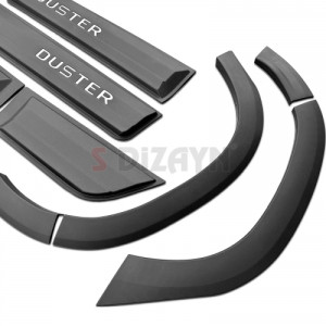 S-Dizayn Dacia Duster 2 Kapı Koruma ve Çamurluk Kaplaması Dodik Seti (Mat Krom) Yazılı 12 Prç 2018-2023 A+ Kalite