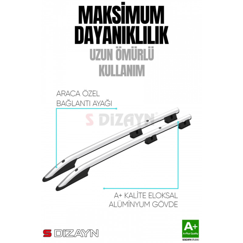 S-Dizayn Citroen Nemo Aluminyum Gri Tavan Çıtası Sport Model 2008 Üzeri A+ Kalite