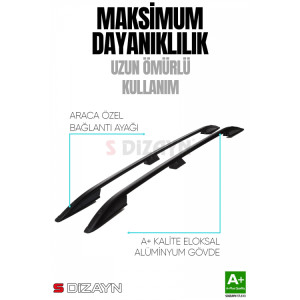 S-Dizayn Citroen Berlingo 3 Kısa Şase Aluminyum Siyah Tavan Çıtası 2019 Üzeri A+ Kalite