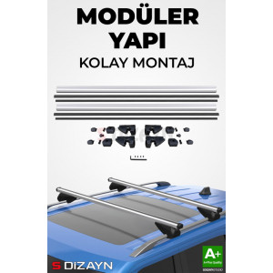 S-Dizayn Peugeot Partner S-Bar Atlas V1 Ara Atkı Tavan Taşıyıcı Barı Gri 130 Cm 1998-2008 A+ Kalite