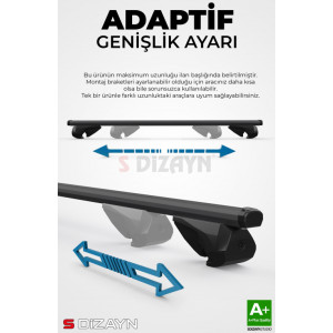 S-Dizayn Acura MDX S-Bar Atlas V1 Ara Atkı Tavan Taşıyıcı Barı Siyah 155 Cm 2007-2014 A+ Kalite