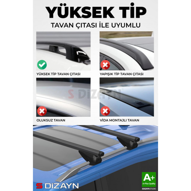 S-Dizayn Alfa Romeo 156 Crosswagon S-Bar Atlas V1 Ara Atkı Tavan Taşıyıcı Barı Siyah 120 Cm 1997-2007 A+ Kalite