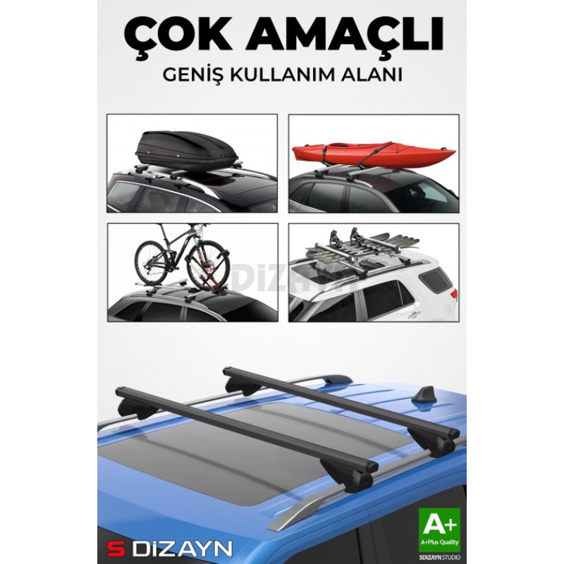 S-Dizayn Alfa Romeo 156 Crosswagon S-Bar Atlas V1 Ara Atkı Tavan Taşıyıcı Barı Siyah 120 Cm 1997-2007 A+ Kalite